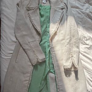 White House Black Market Cream Fringed Blazer